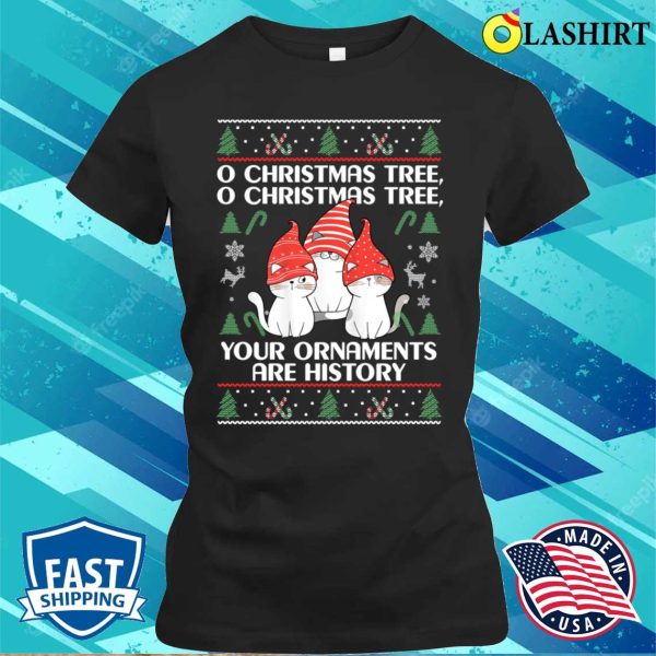 Cats Christmas Shirt Funny Ornaments Pajama Family Tee Shirt