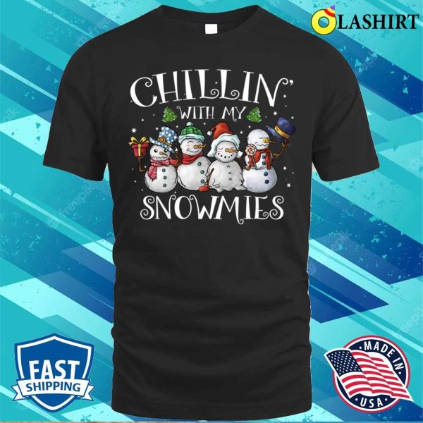 Chillin With My Snowmies Christmas Family Matching Pajamas T-shirt