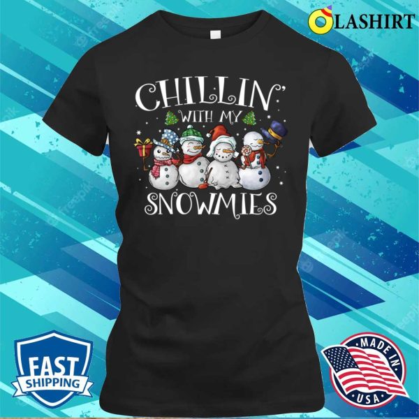 Chillin With My Snowmies Christmas Family Matching Pajamas T-shirt