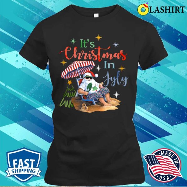 Christmas In July Santa Beach Summer Float Xmas Funny T-shirt