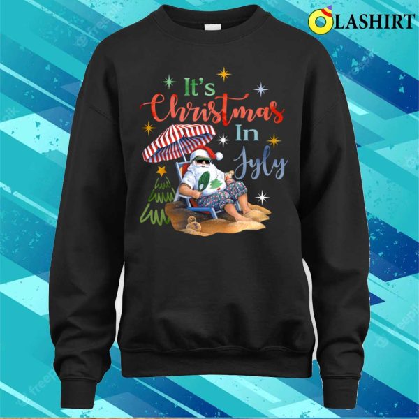 Christmas In July Santa Beach Summer Float Xmas Funny T-shirt