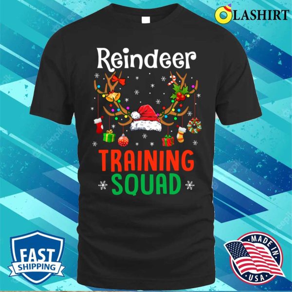 Christmas Running Funny Reindeer Training Squad Team Family Shirt