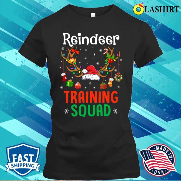 Christmas Running Funny Reindeer Training Squad Team Family Shirt