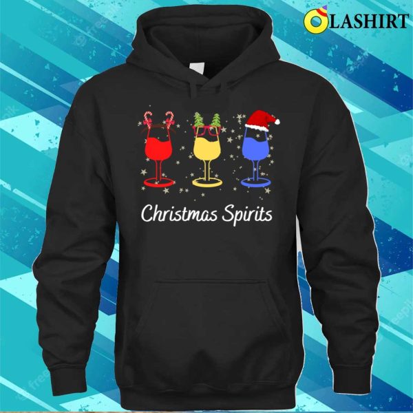 Christmas Spirits T-shirt, Funny Christmas Spirits Glasses Of Wine T-shirt