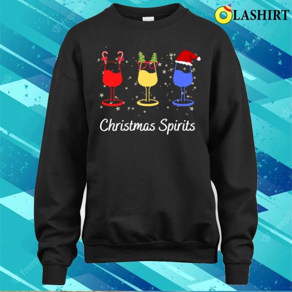 Christmas Spirits T-shirt, Funny Christmas Spirits Glasses Of Wine T-shirt