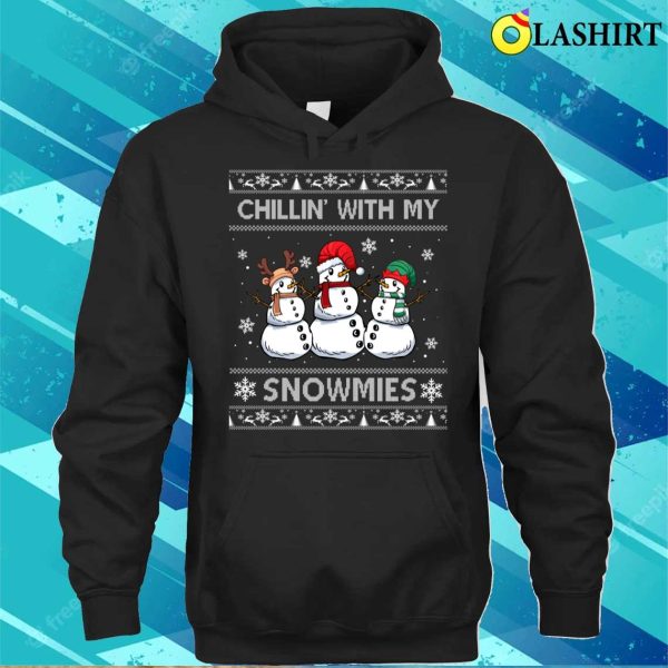 Christmas T-shirt, Chillin With My Snowmies Funny Ugly Christmas Pajama Xmas T-shirt