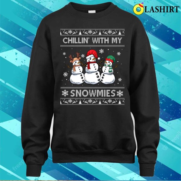 Christmas T-shirt, Chillin With My Snowmies Funny Ugly Christmas Pajama Xmas T-shirt