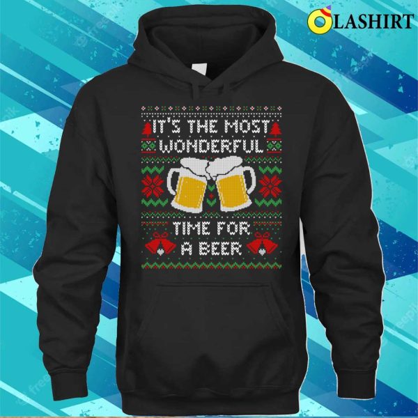 Christmas T-shirt, It’s The Most Wonderful Time For A Beer Funny Ugly Christmas Sweater T-shirt