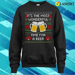 Christmas T shirt Its The Most Wonderful Time For A Beer Funny Ugly Christmas Sweater T shirt 4