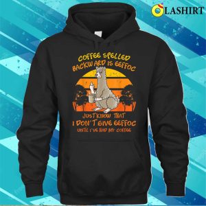 Coffee Spelled Backwards Is Eeffoc Funny Llama Alpaca T shirt 3