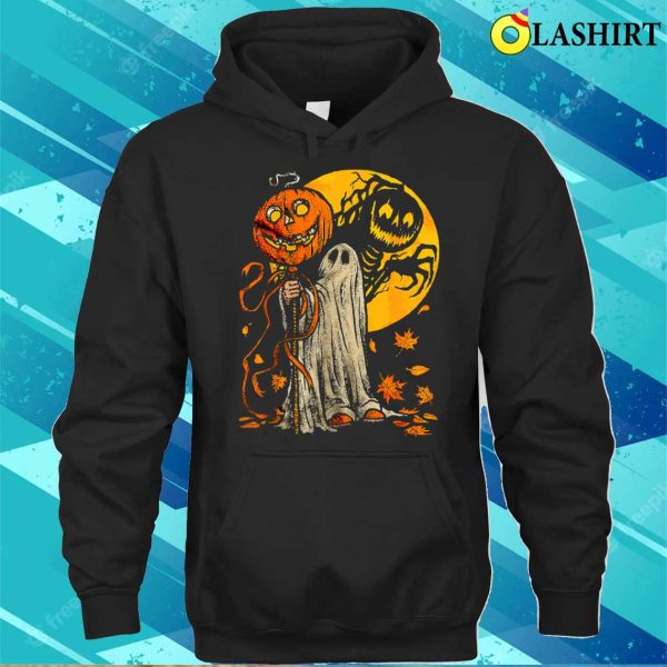 Cute Halloween Ghost Shirt, Funny Halloween Pumpkin Ghost Costume Autumn Leaves Cute Shirt