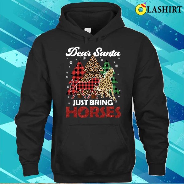 Dear Santa Just Bring Horses Leopard Chirstmas Tree Pajamas T-shirt