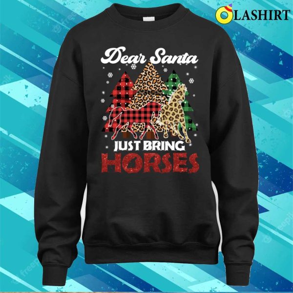 Dear Santa Just Bring Horses Leopard Chirstmas Tree Pajamas T-shirt