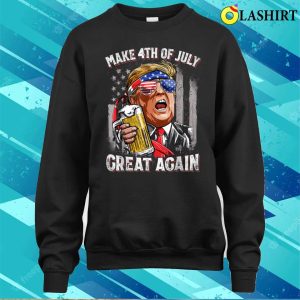Discount Make 4th Of July Great Again Funny Trump Men Drinking Beer T shirt 4