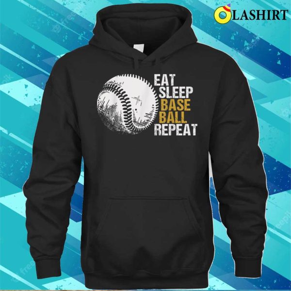 Eat Sleep Baseball Repeat Baseball Player Funny Baseball Men T-shirt