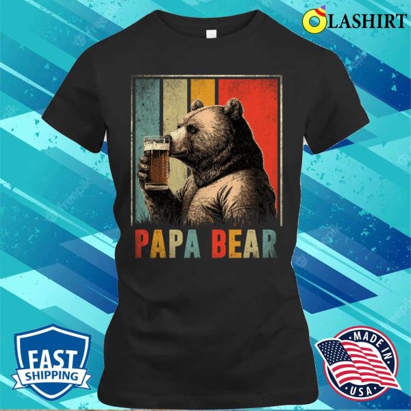 Fathers Day Husband Men Vintage Papa Bear Funny Daddy T-shirt