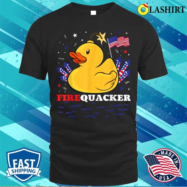 Firecracker Duck 4th Of July Patriotic Day Usa Flag Funny T-shirt