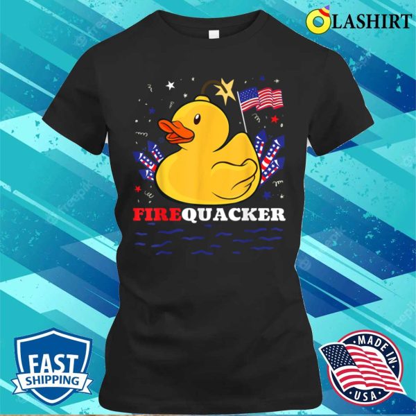 Firecracker Duck 4th Of July Patriotic Day Usa Flag Funny T-shirt