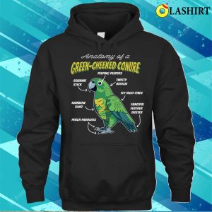 Funny Anatomy Of A Green Cheek Conure Pet Bird Lover T shirt 3