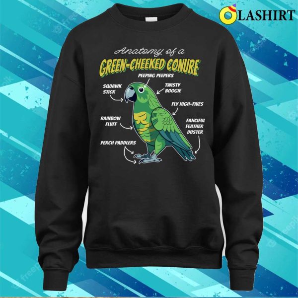 Funny Anatomy Of A Green Cheek Conure Pet Bird Lover T-shirt