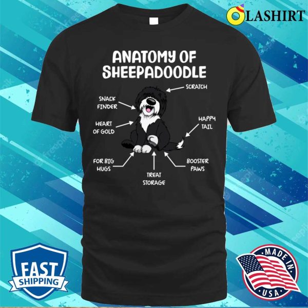 Funny Anatomy Of Sheepadoodle Graphic Funny Sheepadoodle Dad Mom Gifts Ideas T-shirt