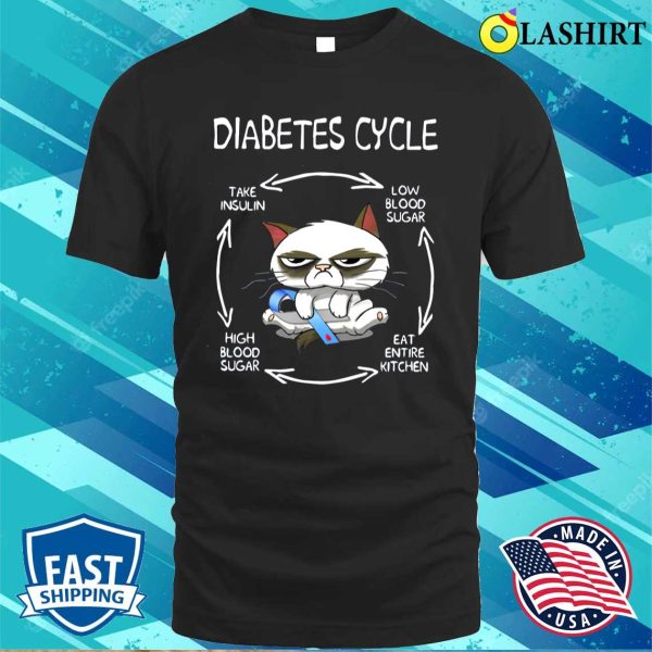 Funny Cat Diabetes Cycle Shirt, Diabetes Shirt, Diabetes Awareness Shirt