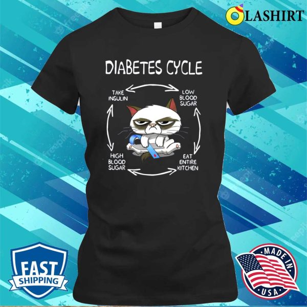 Funny Cat Diabetes Cycle Shirt, Diabetes Shirt, Diabetes Awareness Shirt