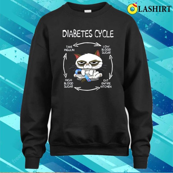 Funny Cat Diabetes Cycle Shirt, Diabetes Shirt, Diabetes Awareness Shirt