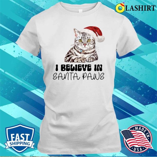 Funny Cat Santa Paws Christmas T-shirt