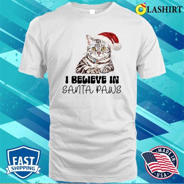 Funny Cat Santa Paws Christmas T-shirt