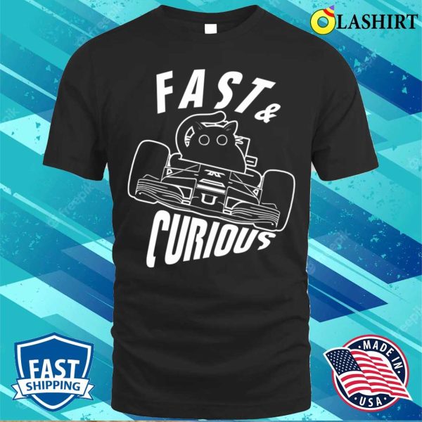 Funny Fast Curious Car Driving Cat T-shirt