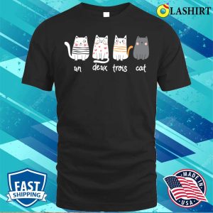 Funny French Cat Graphic Un Deux Trois Cat T shirt 1