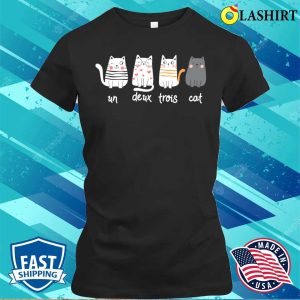 Funny French Cat Graphic Un Deux Trois Cat T shirt 2