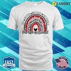 Funny Paraprofessional Para Rainbow Leopard Gift Paraprofessional Lover Costume T shirt 2