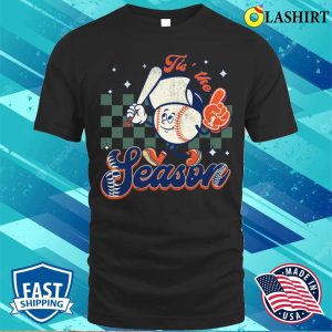 Funny Retro Baseball Lover Tis The Season Game Day Family Matching T shirt 1