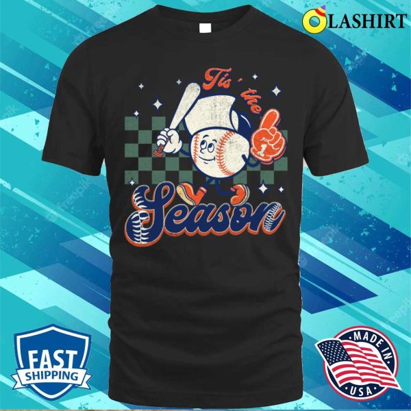 Funny Retro Baseball Lover Tis The Season Game Day Family Matching T-shirt