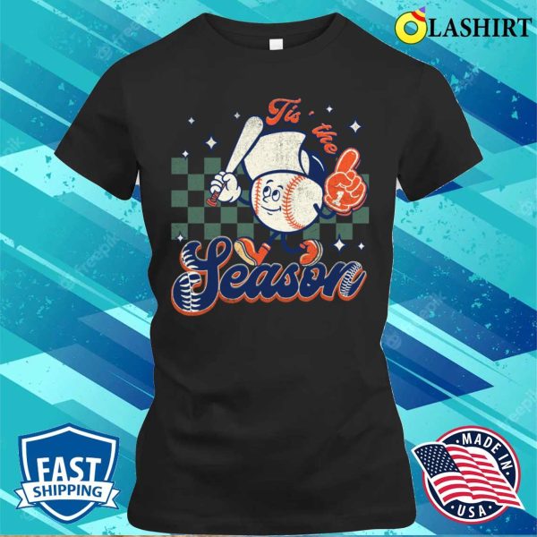 Funny Retro Baseball Lover Tis The Season Game Day Family Matching T-shirt