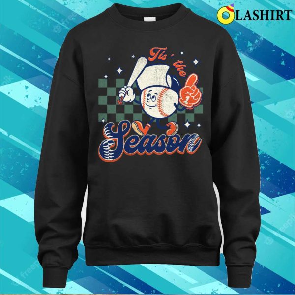 Funny Retro Baseball Lover Tis The Season Game Day Family Matching T-shirt