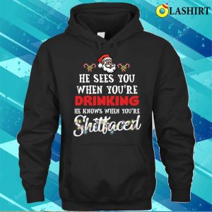Funny Santa Drinking Christmas Costume Funny Xmas T shirt 3