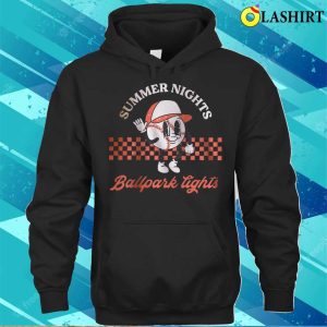 Funny Summer Nights Ballpark Lights Baseball Player T shirt 3