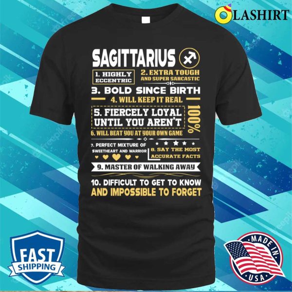 Funny Top 10 Things About Sagittarius Zodiac For Birthday Funny T-shirt