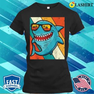 Funny Vintage Shark With Sunglass Summer For Shark Lovers T shirt 2