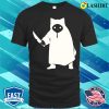 Funny White Cat Murderous Cat With Knife T-shirt