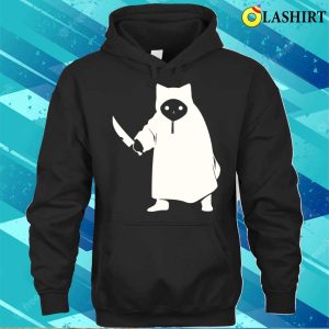 Funny White Cat Murderous Cat With Knife T-shirt 2 Funny White Cat Murderous Cat With Knife T shirt 3