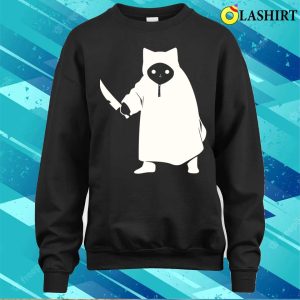 Funny White Cat Murderous Cat With Knife T-shirt 3 Funny White Cat Murderous Cat With Knife T shirt 4