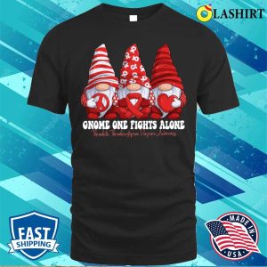 Gnomies Thrombotic Thrombocytopenic Purpura Awareness Month Red Ribbon T shirt 1