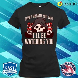 Grim Reaper T shirt Watching You Funny Cute Reaper Roses T shirt 2