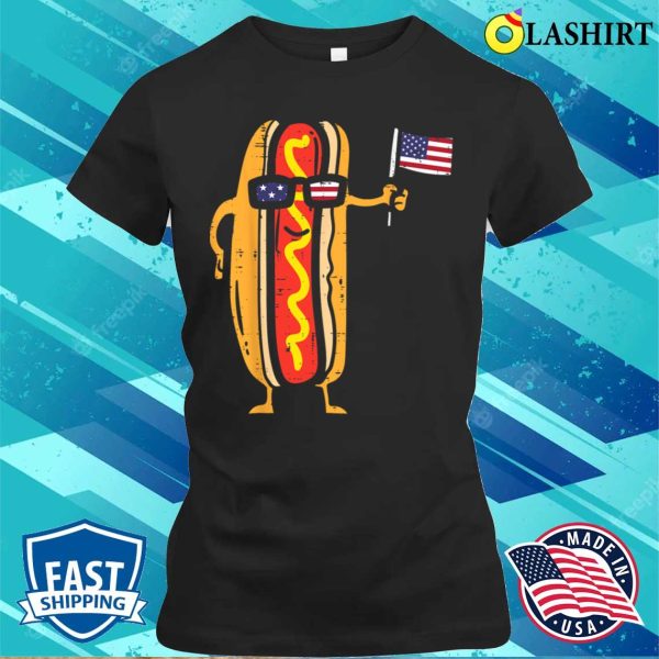 Hotdog Sunglasses American Flag Usa Funny 4th Of July Fourth T-shirt