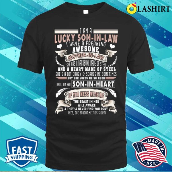 I Love My Mother In Law Shirt Lucky Son-in-law Of Awesome Mother-in-law T-shirt