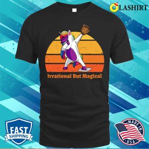 Irrational But Magical Funny Pi Dabbing Unicorn Baseball Lover Vintage Sunset T shirt 1
